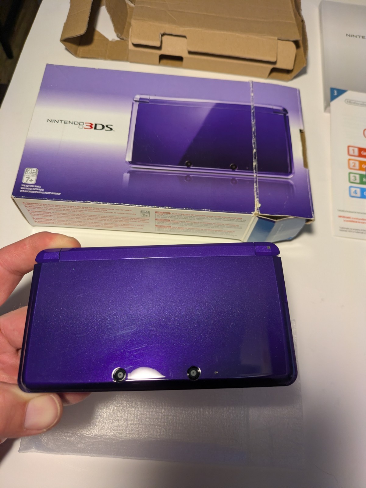 Nintendo 3DS Midnight Purple System in Box No Charger* Mario 2 Included*Used*