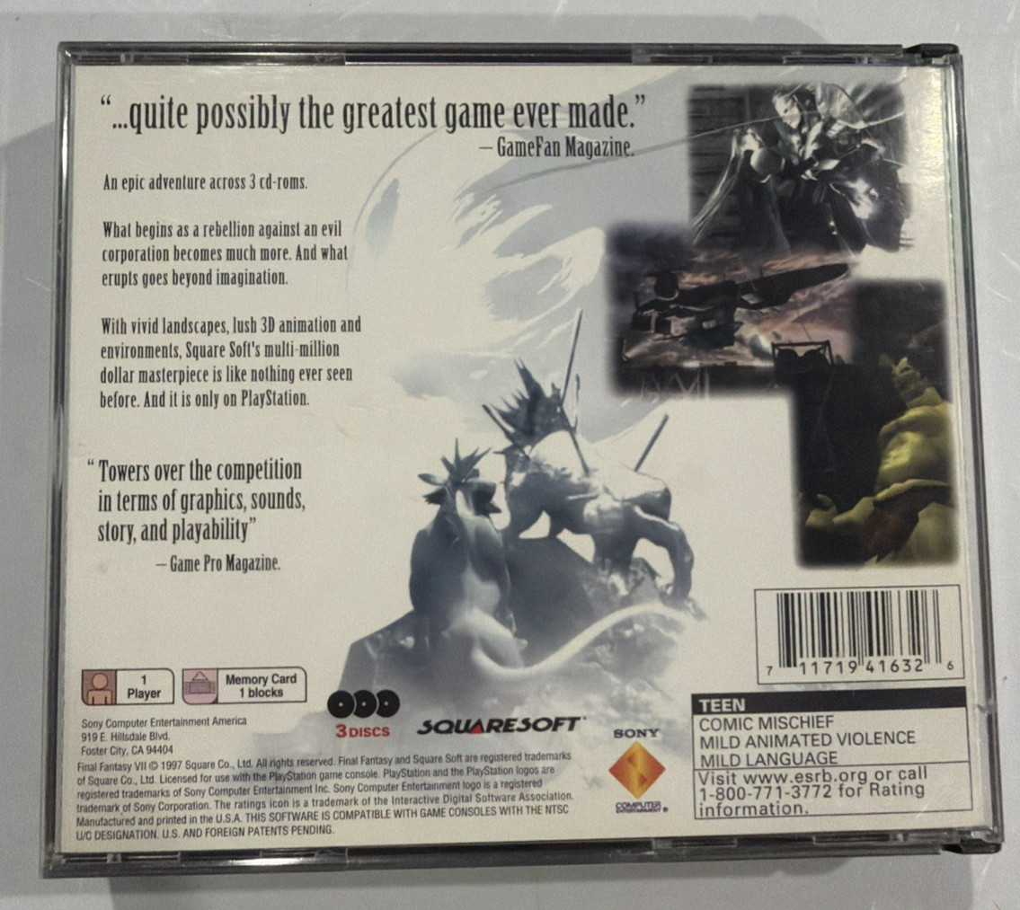 Final Fantasy VII Greatest Hits PS1 Role Playing Game NTSC-U/C 1997