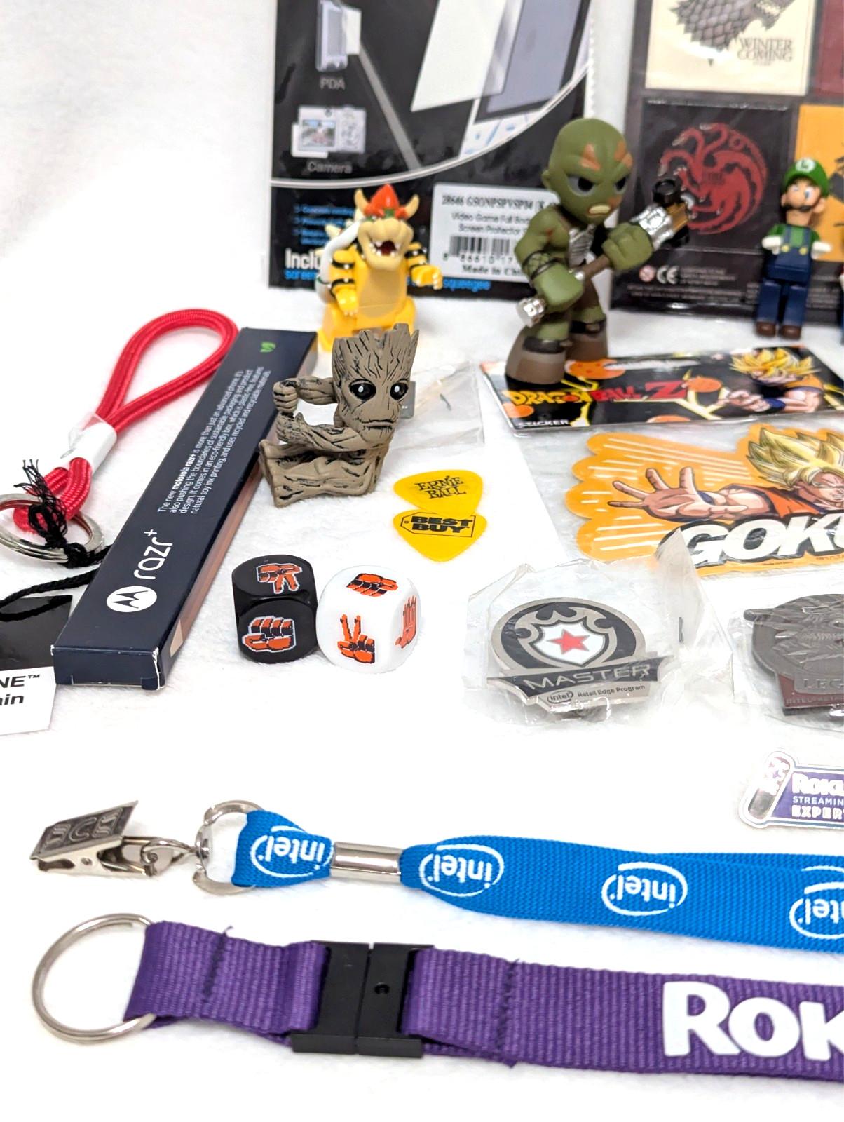 Gaming Collectibles Lot Nintendo Fallout Funko Pins Figures Lanyards Stickers