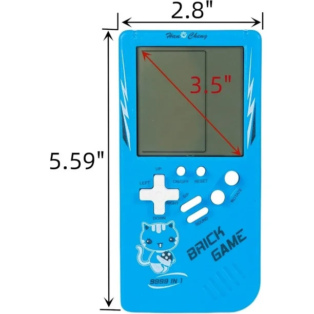 Retro Handheld Game Console 9999 Games -Blue with Adjustable Difficulty & Speed!
