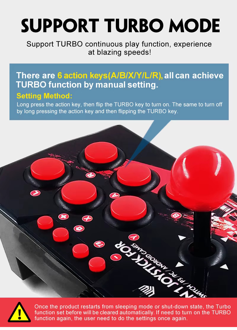 4 in 1 Retro Arcade Game Joystick Controller USB Wired for PS3/Switch/PC/Android