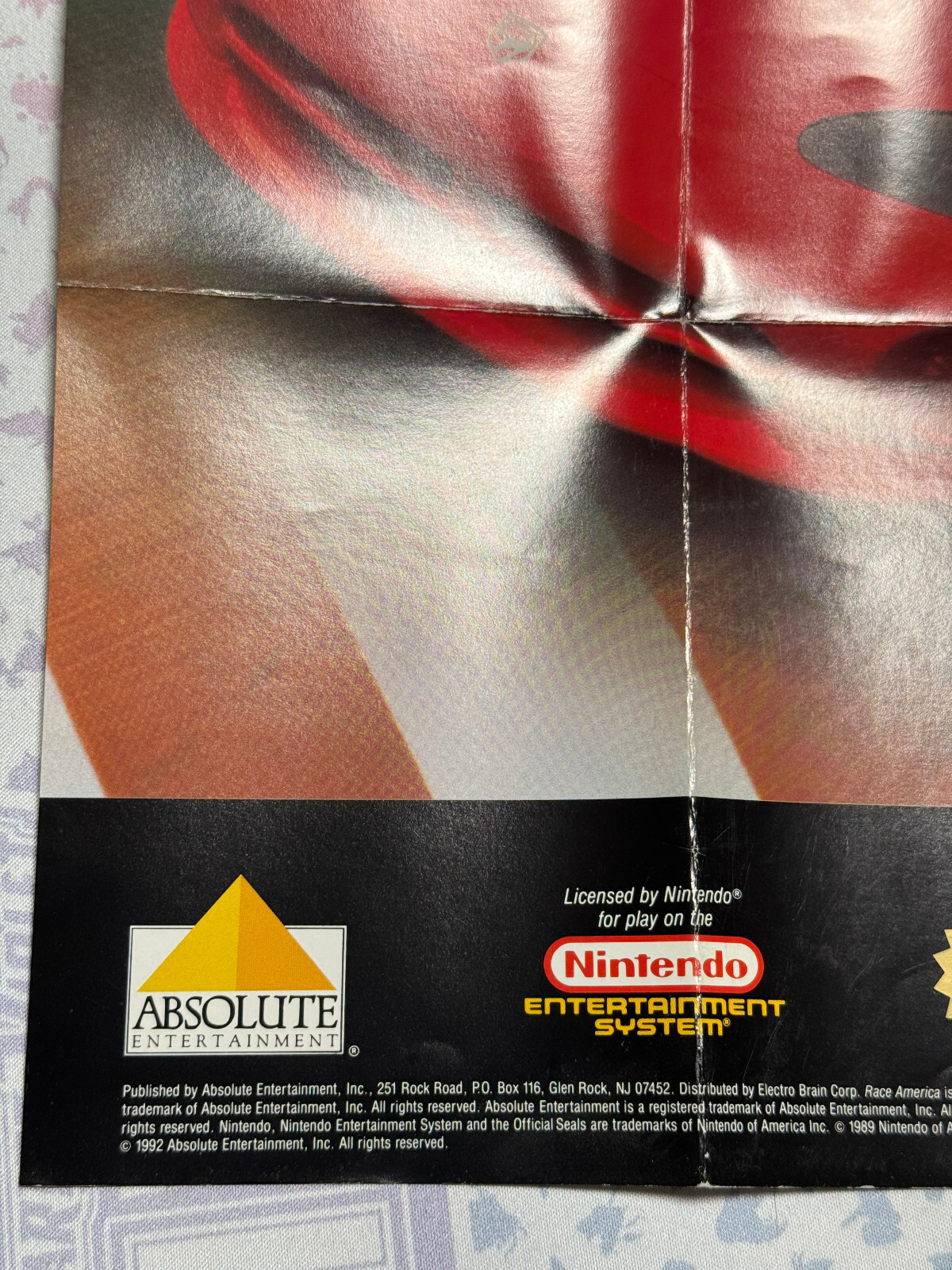 Nintendo NES Absolute RACE AMERICA POSTER insert Extremely RARE ABS-RB-US NrMINT
