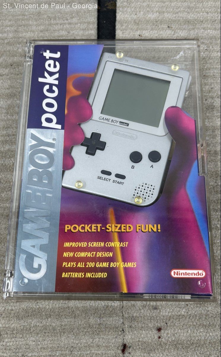 Game Boy Pocket Silver Console CIB w/ Clear Retail Box Hard Case OEM Tested VGC