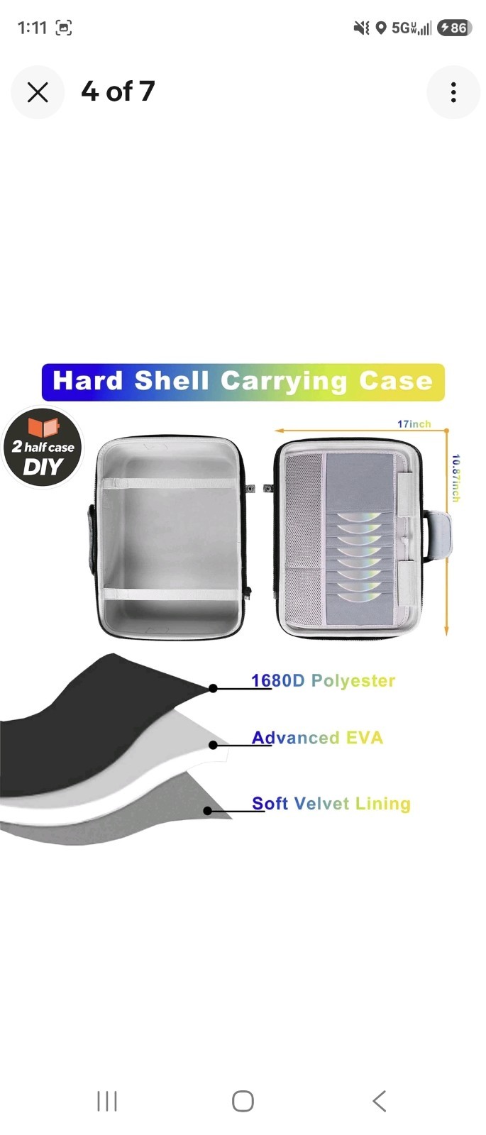 Hard Shell Carrying Case for PS5, PS5 Pro, 16″ x 11″ x 7″, Light Grey New