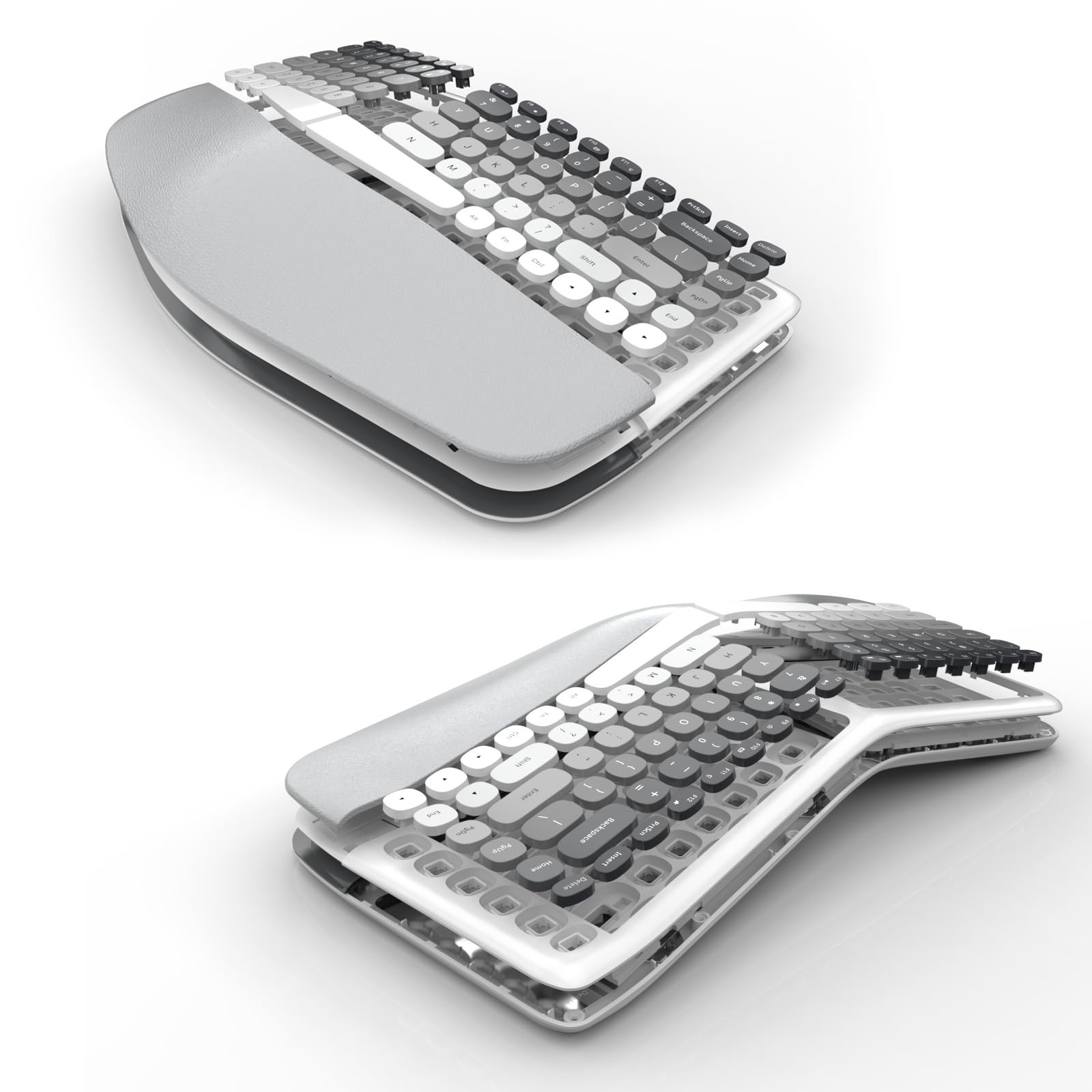 Ergonomic Wireless Keyboard and Mouse Set Creamy Wireless Keyboard Silent Mic…