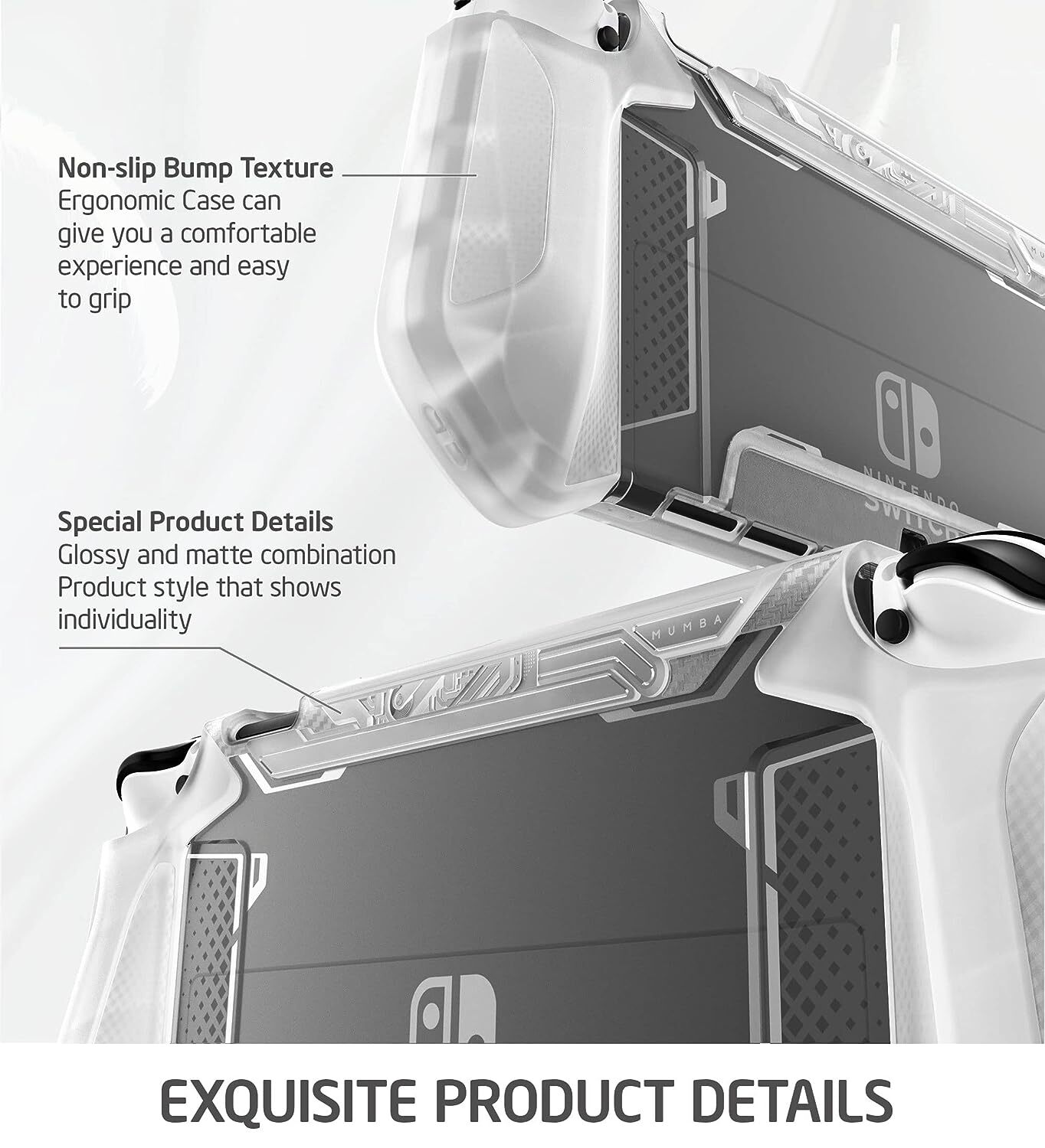 Mumba Dockable Case New for Nintendo Switch OLED 2021 TPU Ergonomics Grip Cover