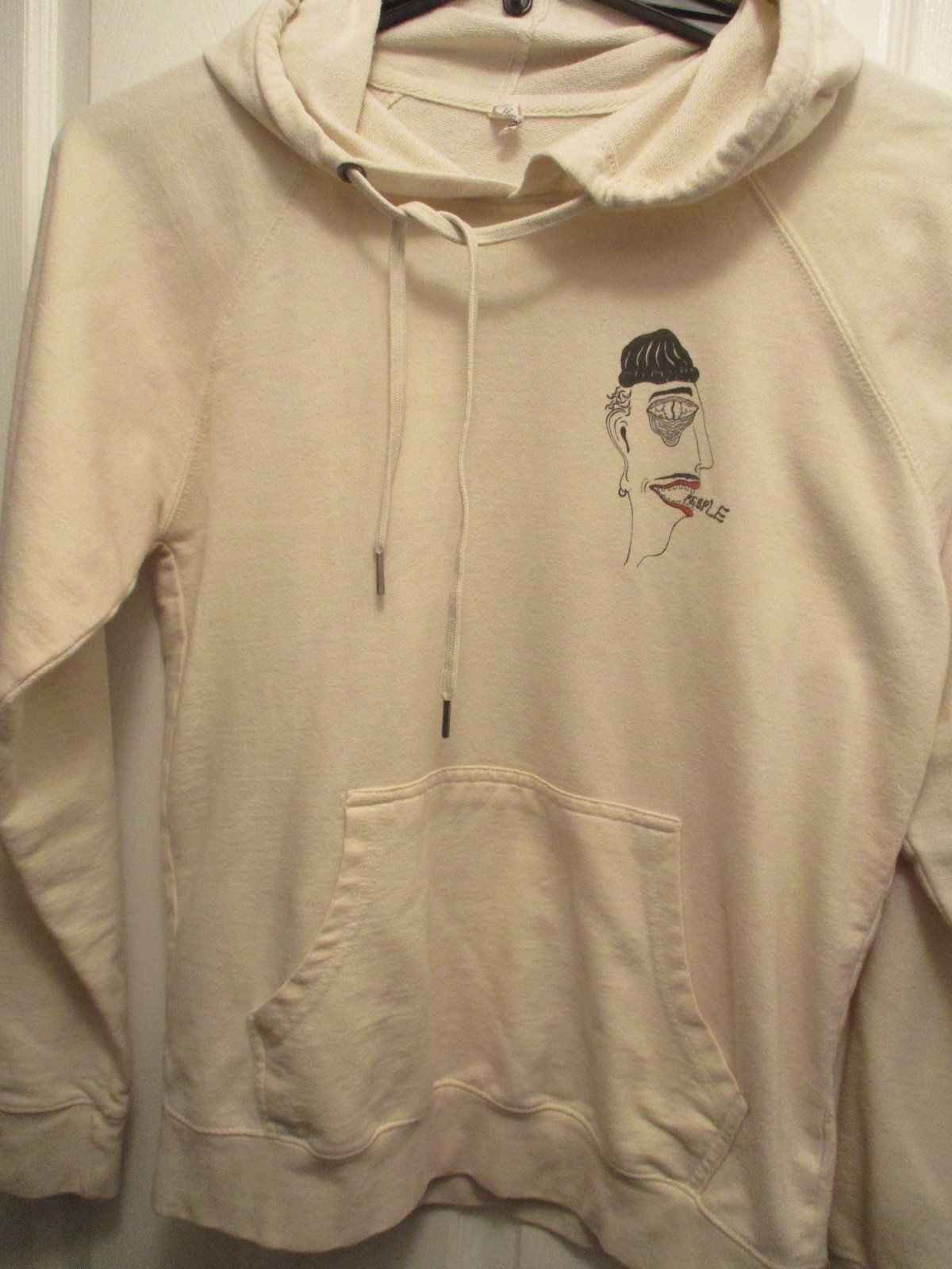Beige LIZARD SCUM People Logo Hoodie Sweatshirt MED 55% Cotton 45% Poly