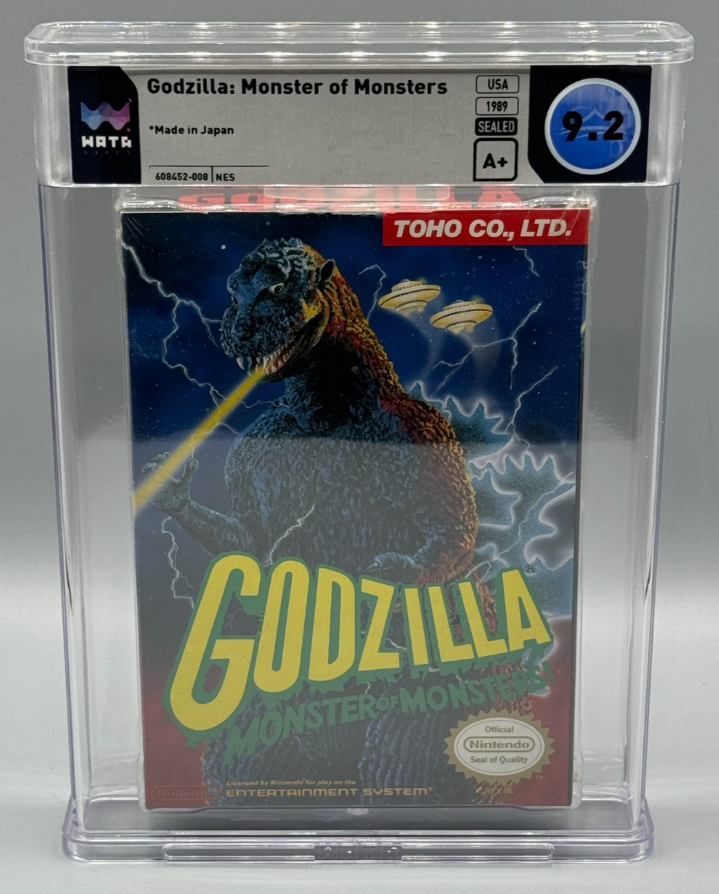 Godzilla Monster of Monsters Nintendo NES Oval SOQ Sealed New WATA 9.2 A+