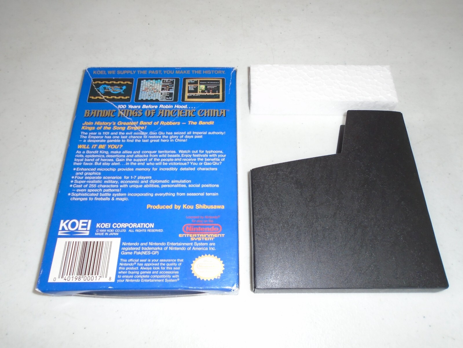 Bandit Kings of Ancient China BOX ONLY, foam & sleeve, NO GAME ☆☆ Nintendo NES