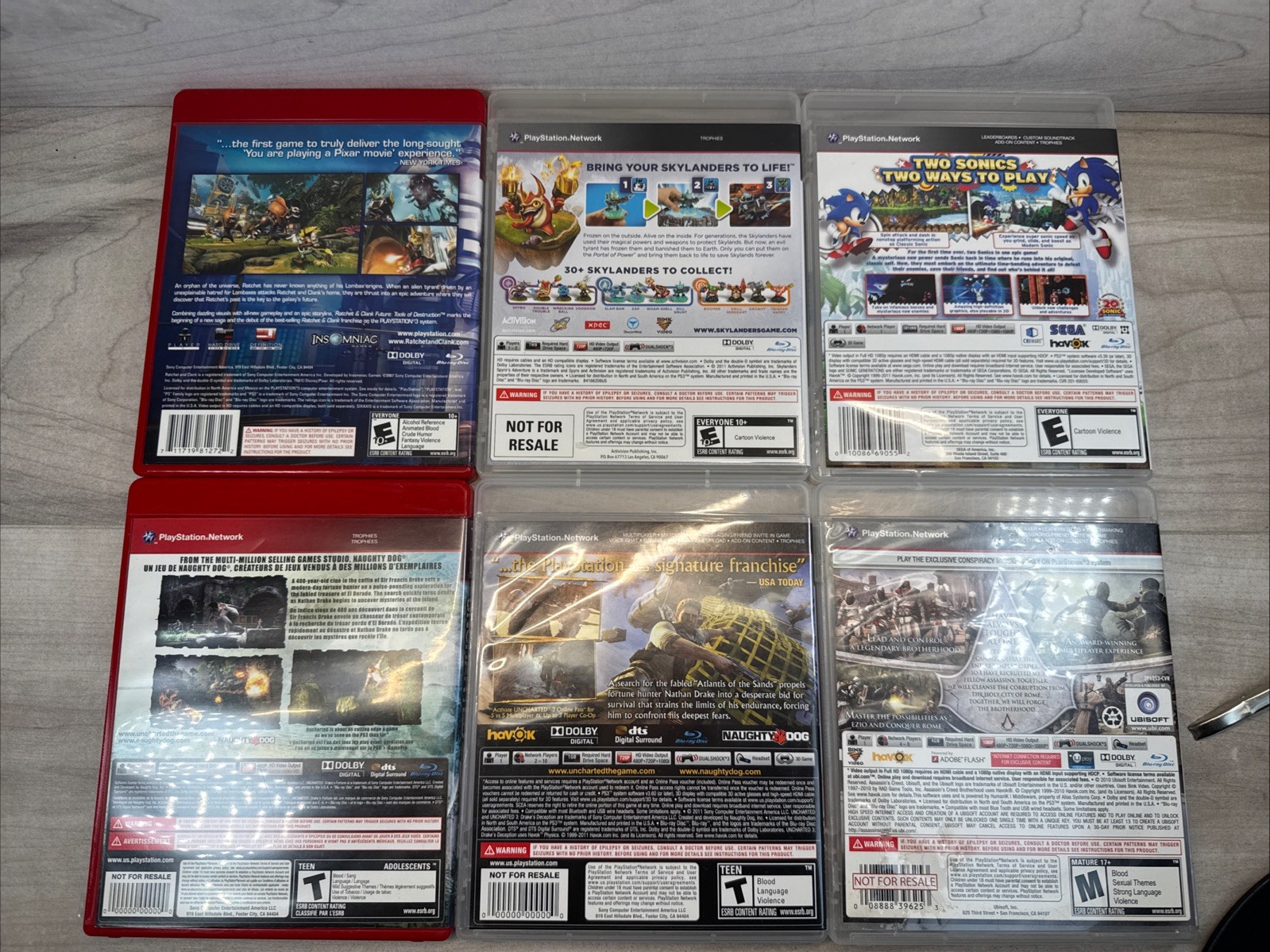 PS3 7 Game Bundle Ratchet Clank Future Skylanders Uncharted Drake’s Sonic Creed
