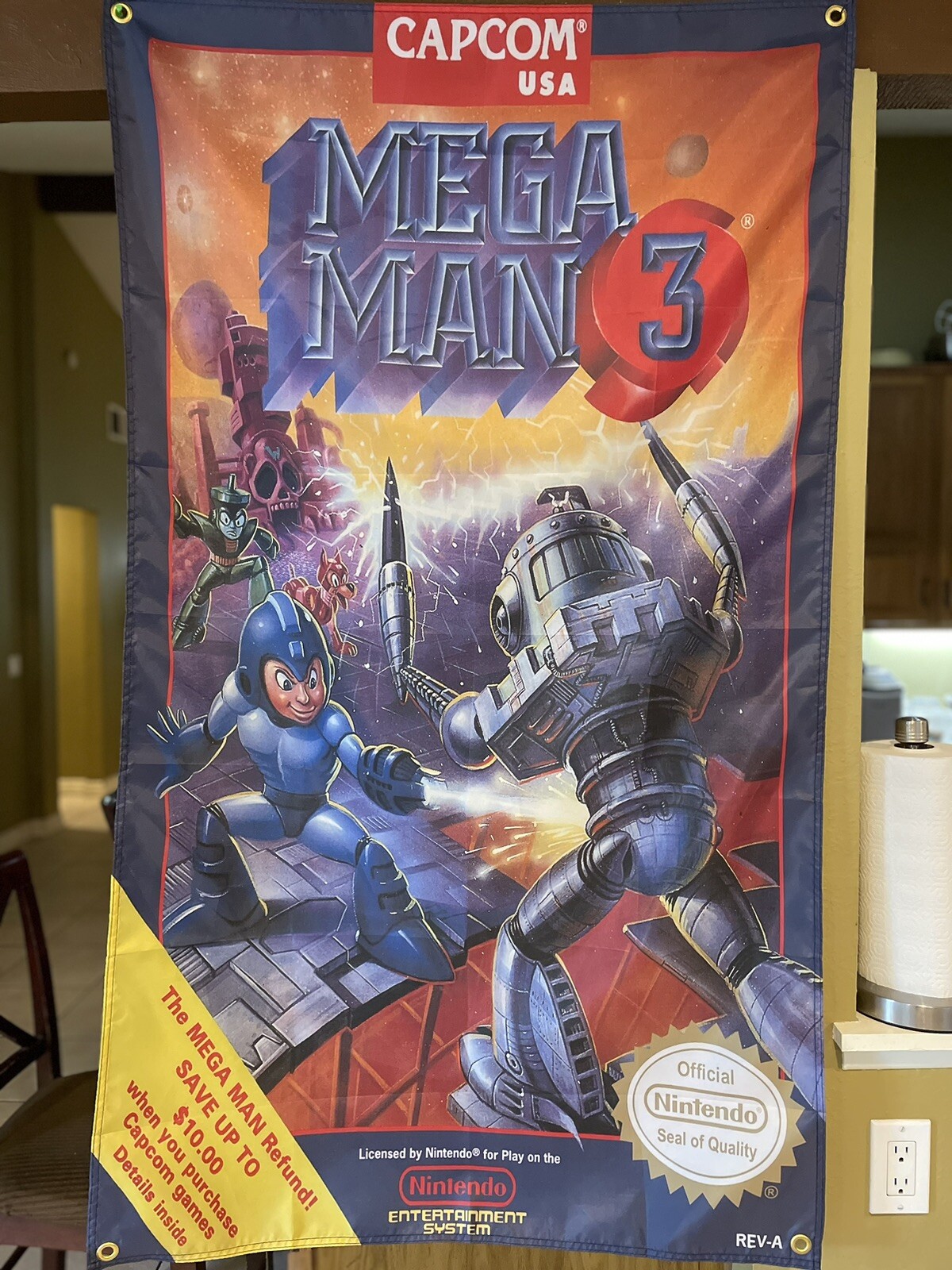 Mega Man 3 5ft Flag Nintendo NES 1990 Banner Poster Capcom