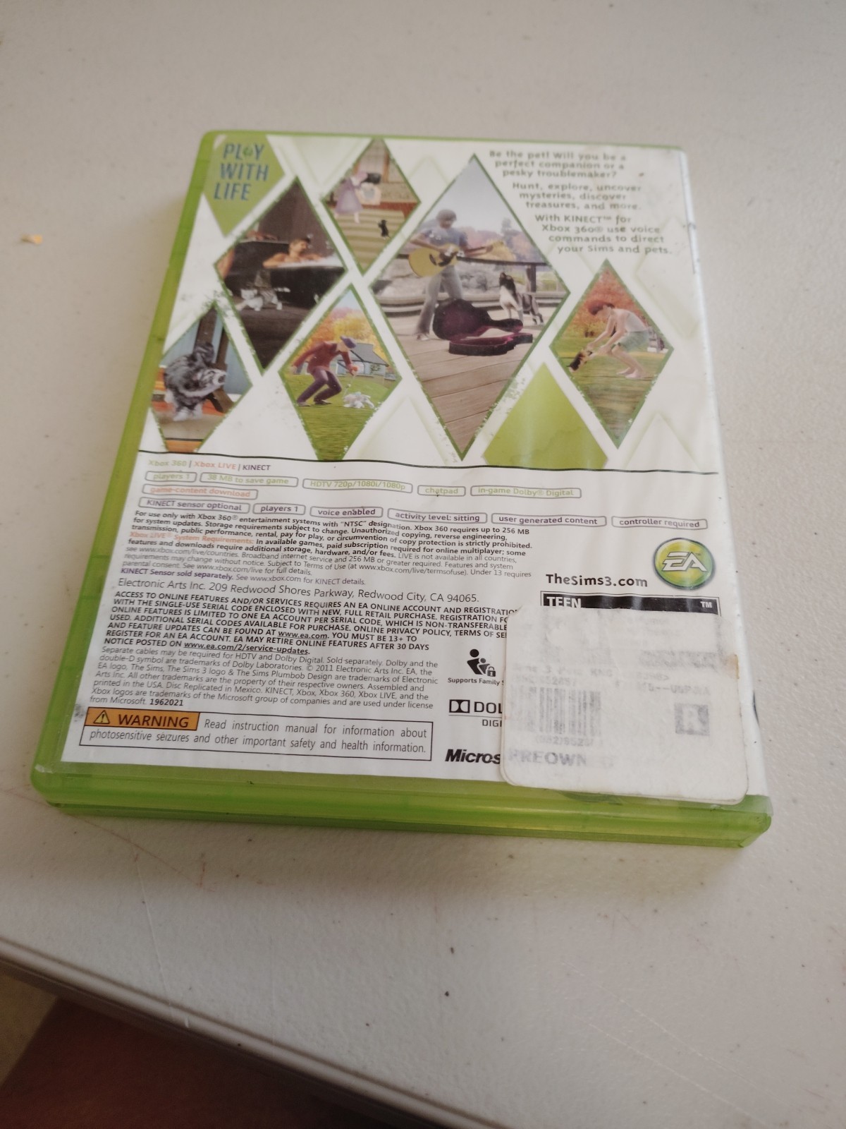 The Sims 3: Pets (Microsoft Xbox 360, 2011) UNTESTED(Better with Kinect Sensor)
