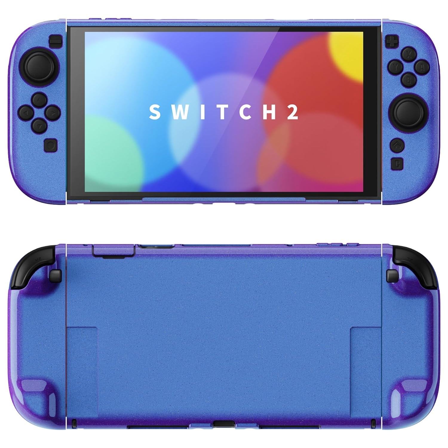 PlayVital Glossy Protective Case for Nintendo Switch 2 -Chameleon Purple Blue