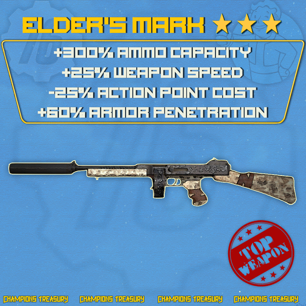 FALLOUT 76 PC ELDER’S MARK QUAD +25% WEAPON SPEED -35% AP Cost +PIN-POINTERS