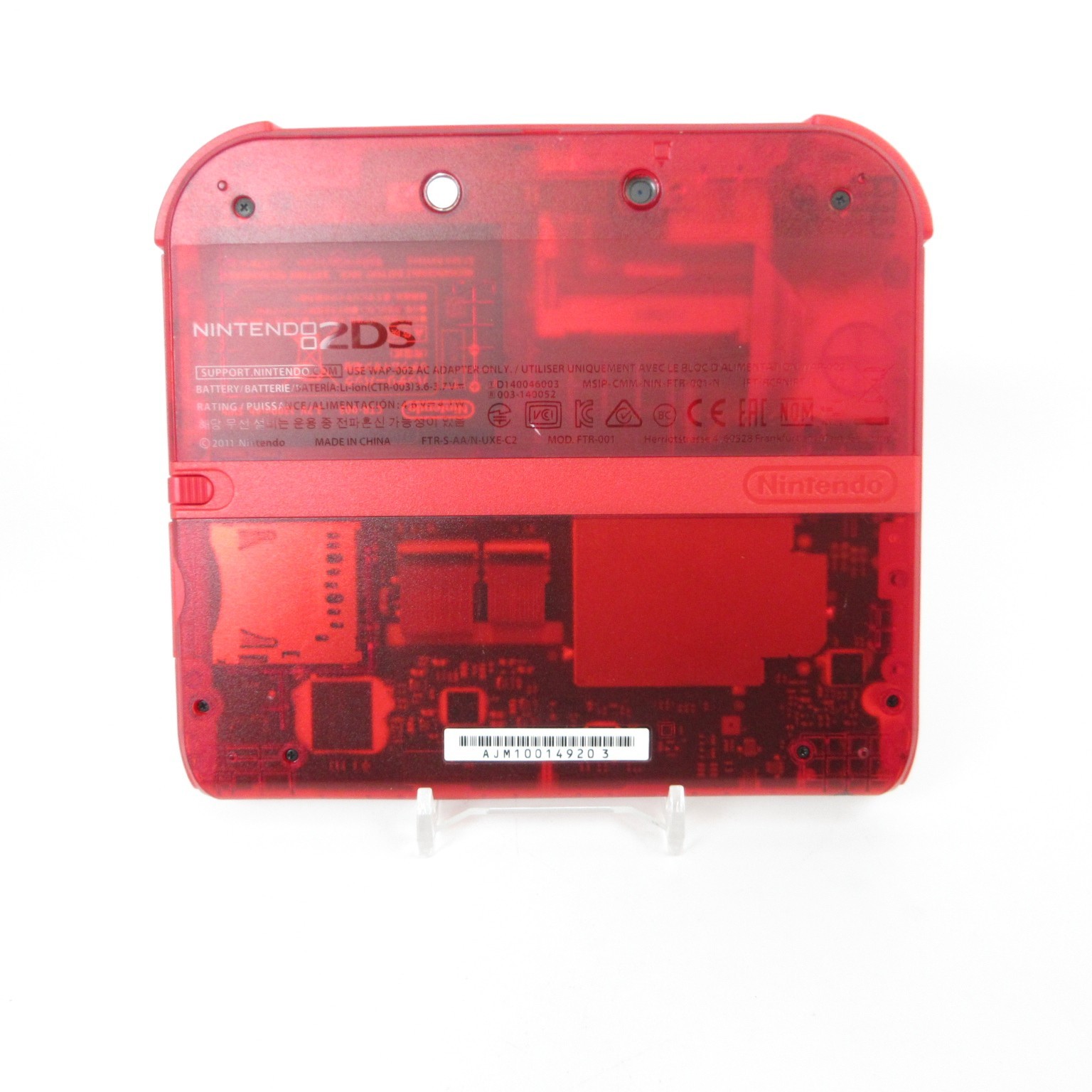 【Very Good】Nintendo 2DS Pokemon Clear Red Console ONLY Japanese Edition #NET0325