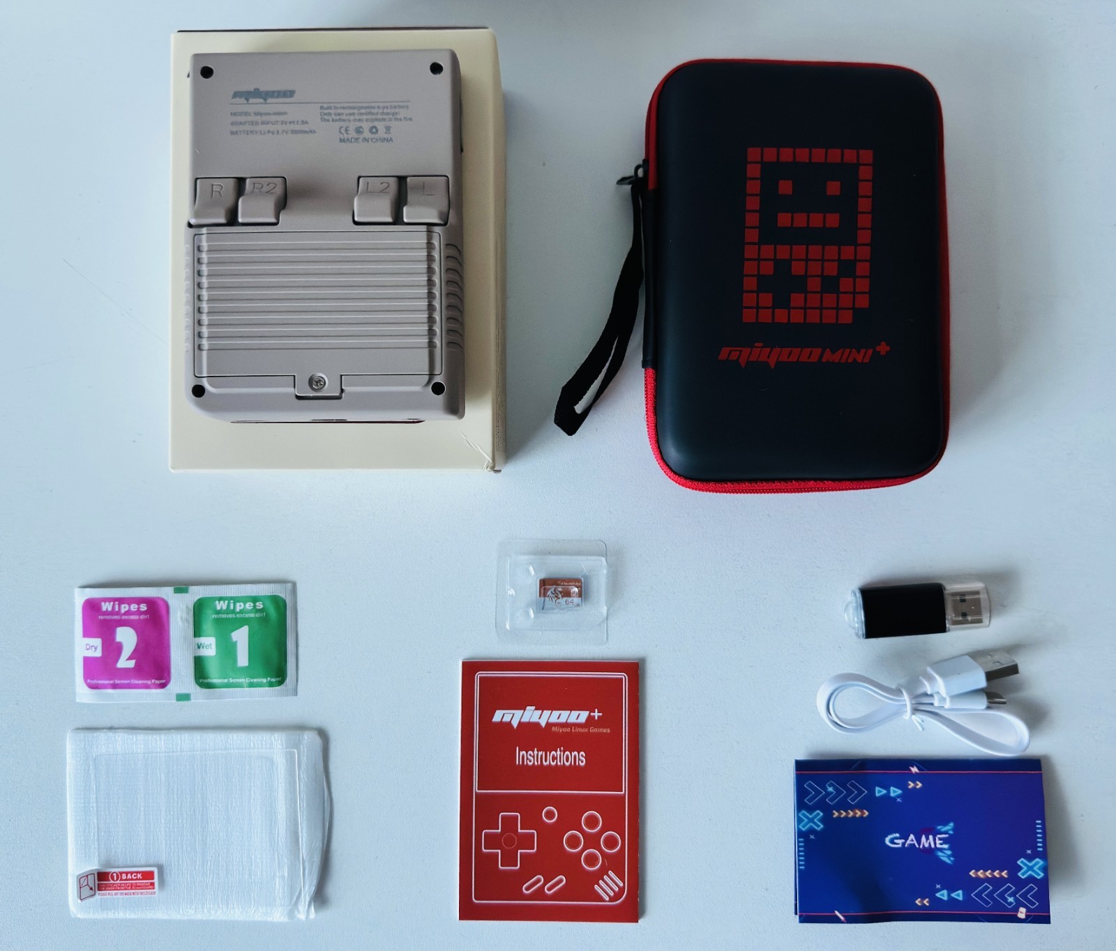 Miyoo Mini Plus Grey 64GB 3.5″ IPS Retro Handheld Console OnionOS WiFi + Case