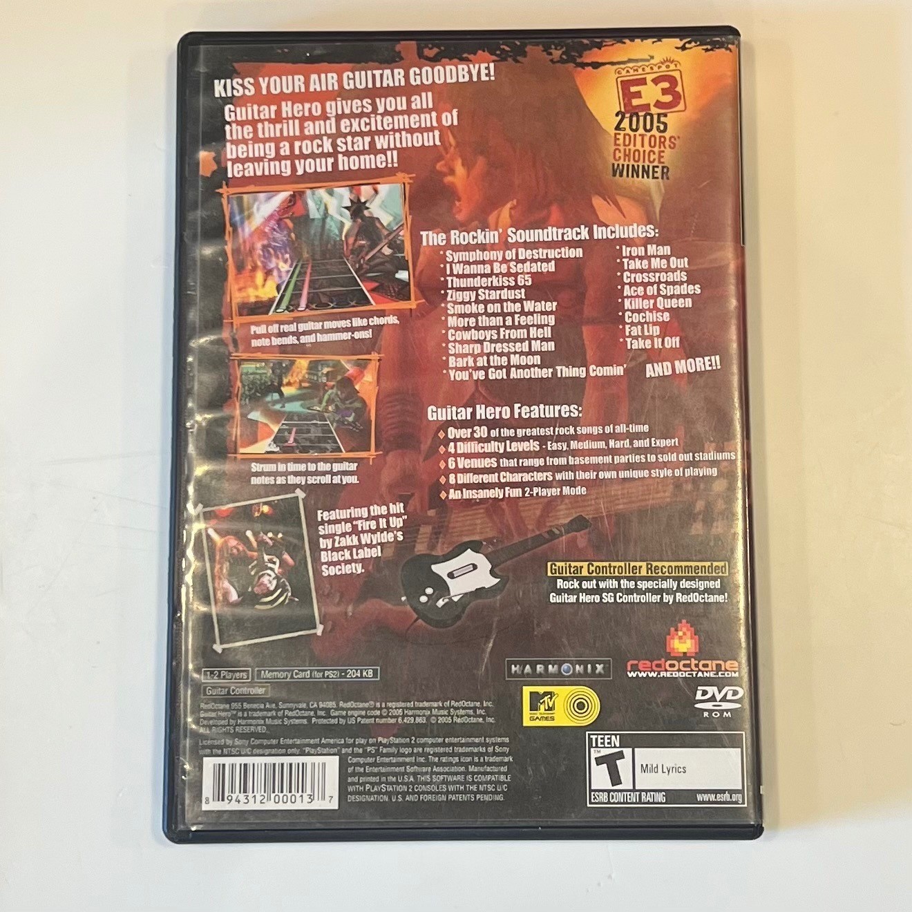 Guitar Hero I & II PS2 Bundle NTSC Black Y2K Retro Rock Gaming Music