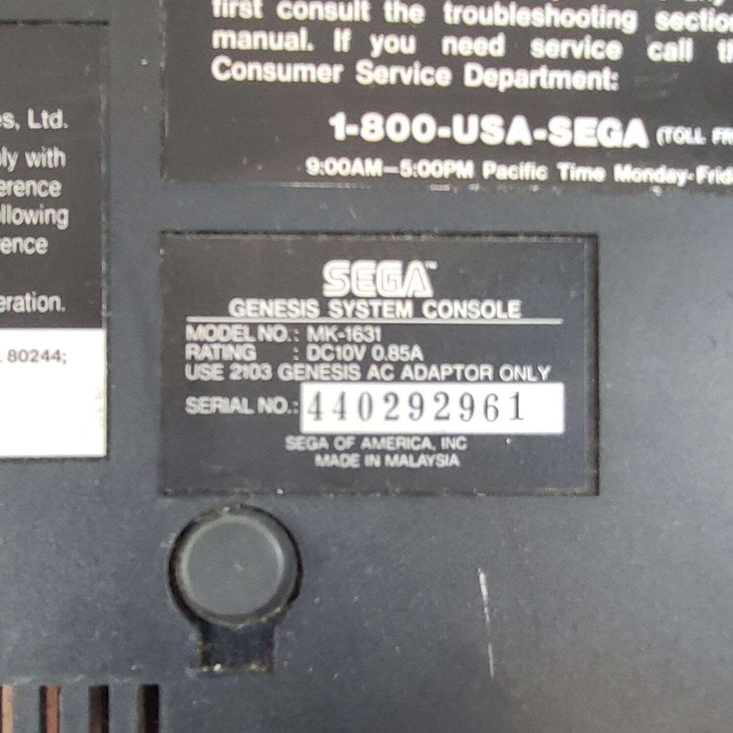 Sega Genesis 2 Console Gaming System Black MK-1631