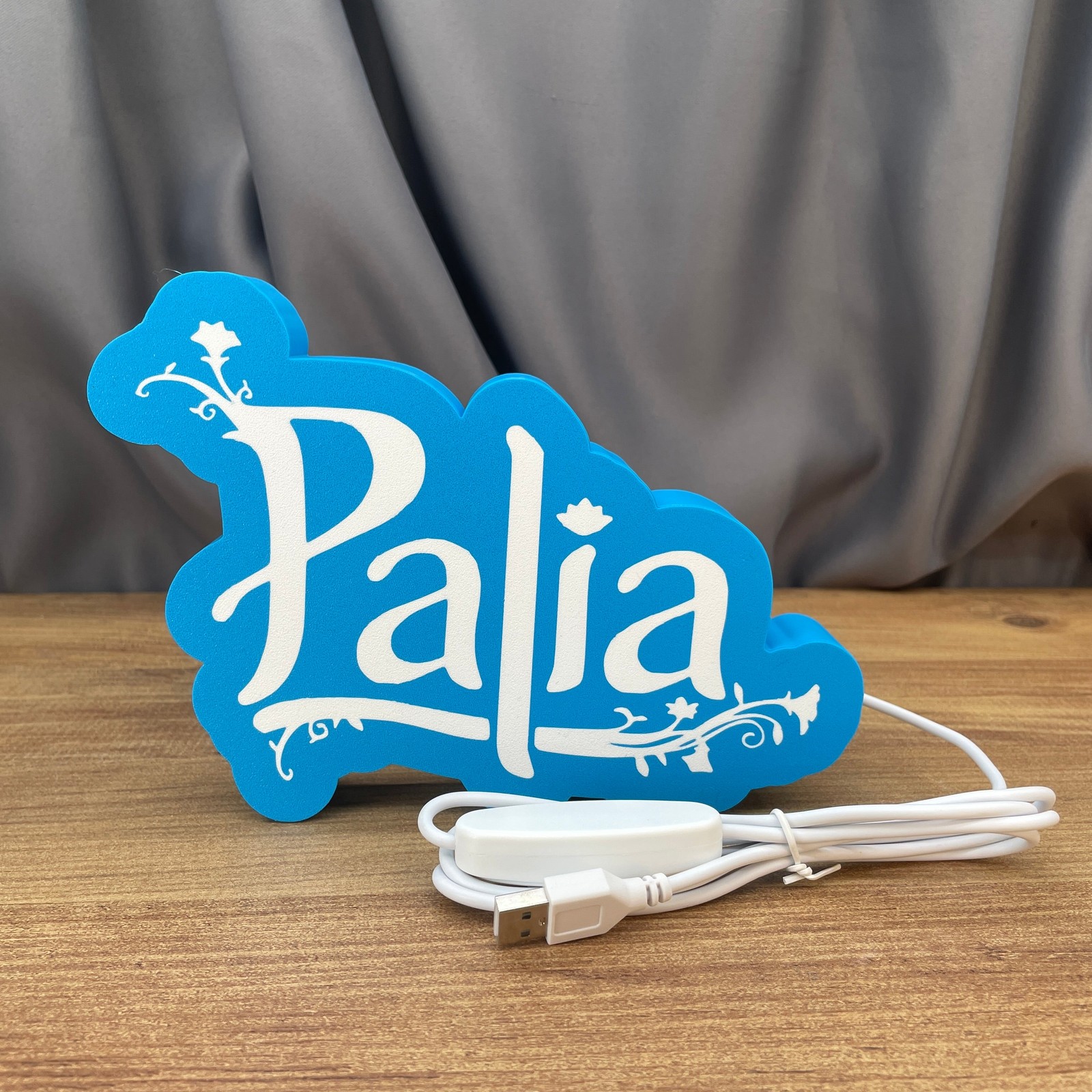 Palia LED Light Box Logo Sign Gaming Decor Blue White USB Desk Lamp Glowing 20cm