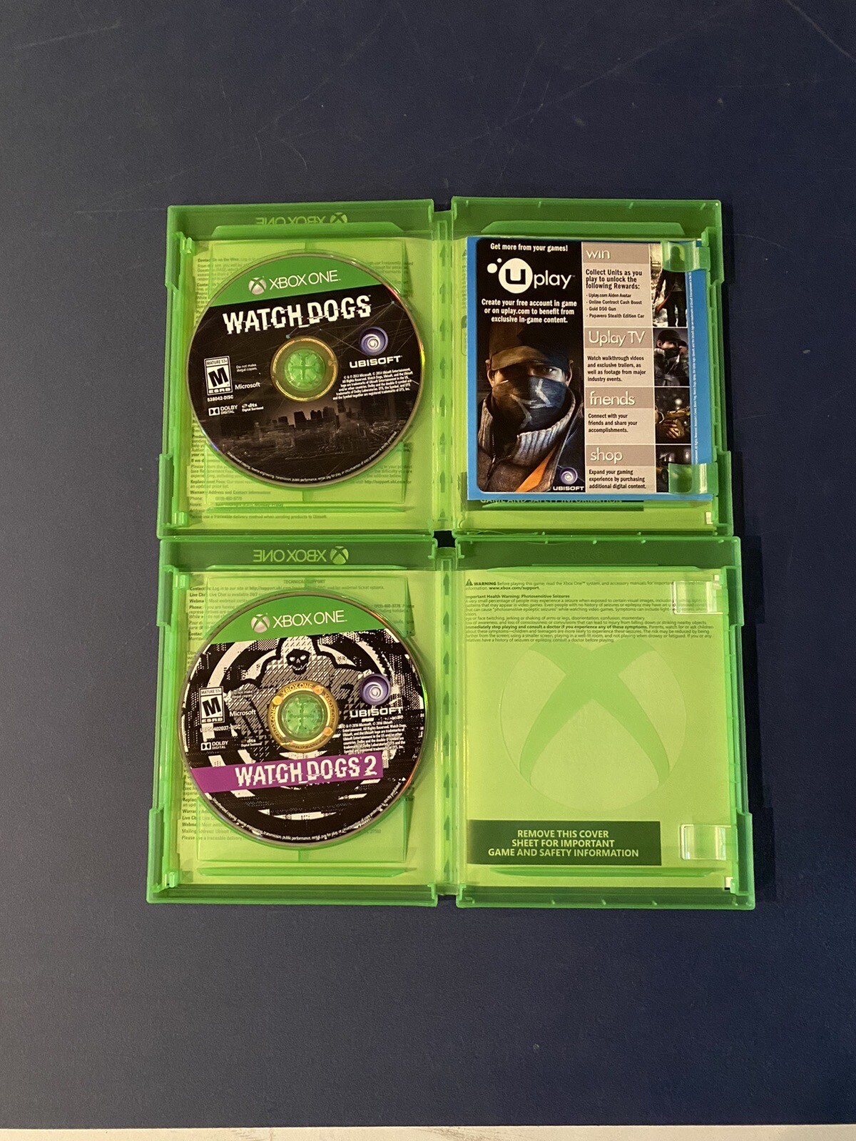 Watch Dogs 1 & 2 Lot Of 2 (Microsoft Xbox One, 2014) Tested Working Clean Discs