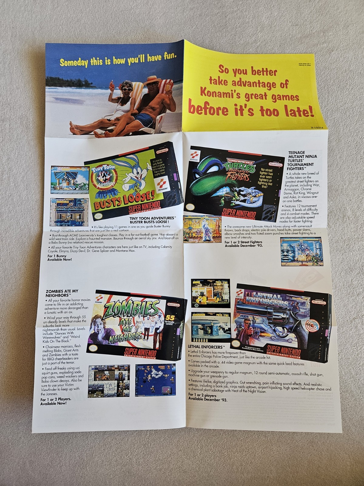 KONAMI KON-SNS-US-4 SO YOU BETTER TAKE ADVANTAGE SNES SUPER NINTENDO INSERT