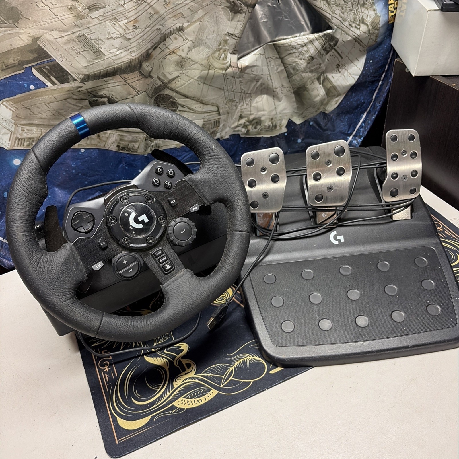 Logitech G923 Racing Wheel and Pedals – Black For Playstation and PC