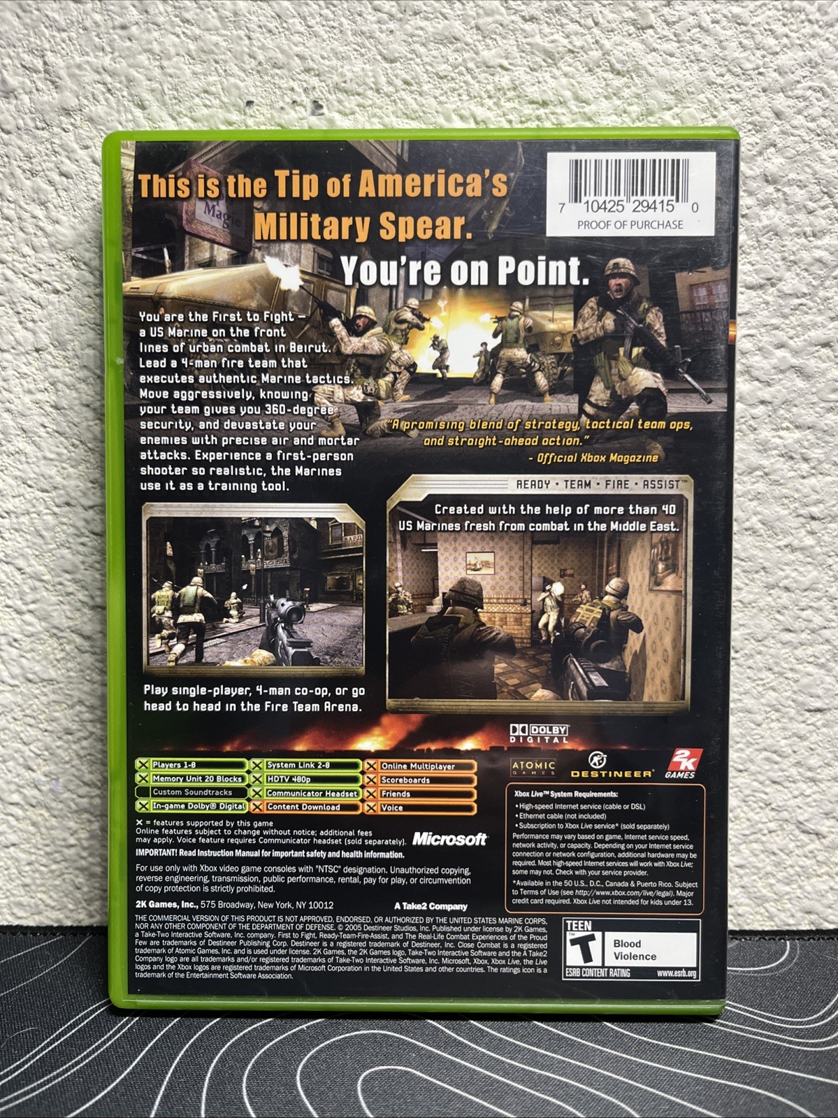Close Combat: First to Fight (Microsoft Xbox, 2005) Complete VG++