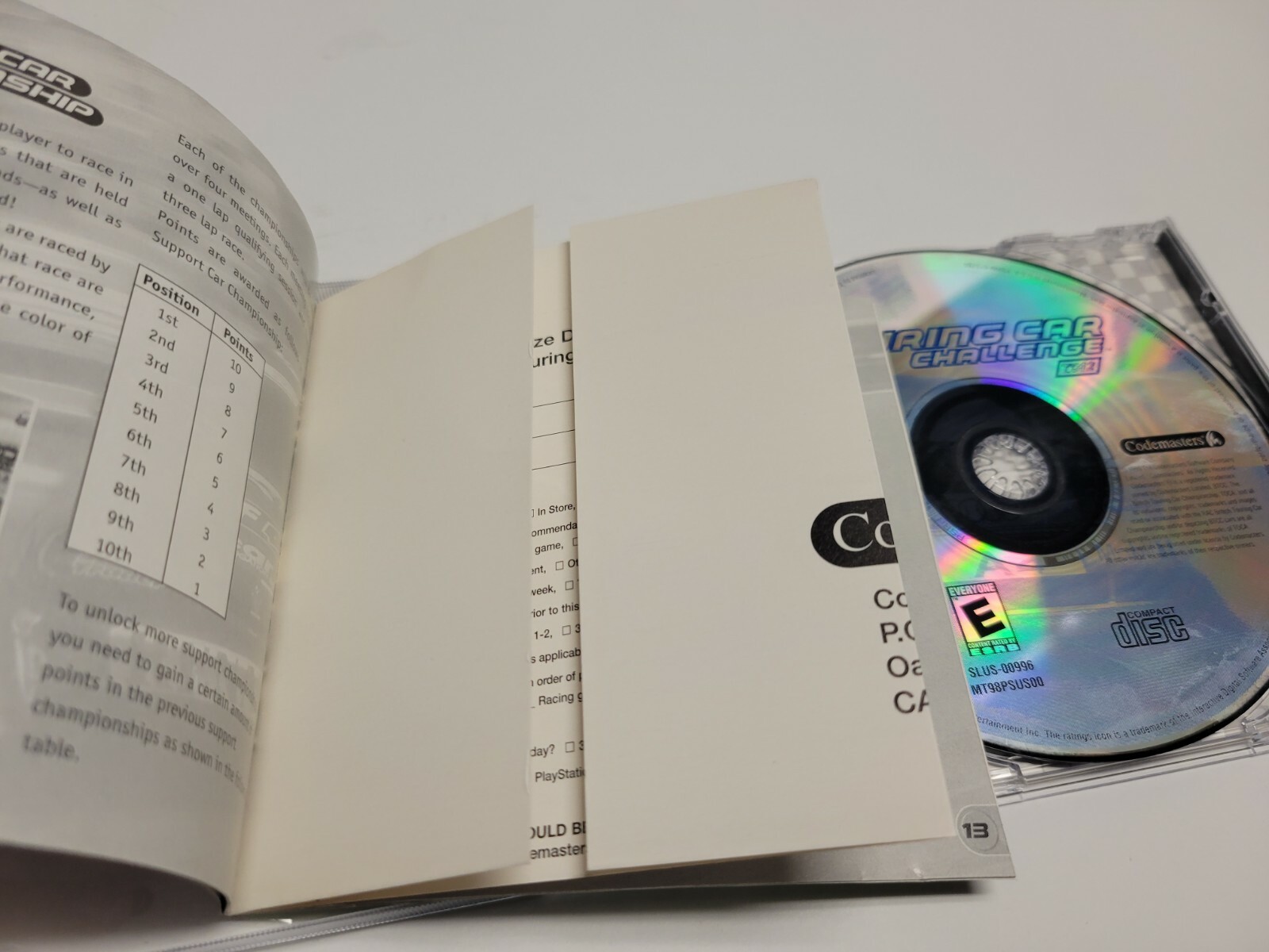 Touring Car Challenge TOCA 2 (PlayStation 1) PS1 Complete with Registration Card
