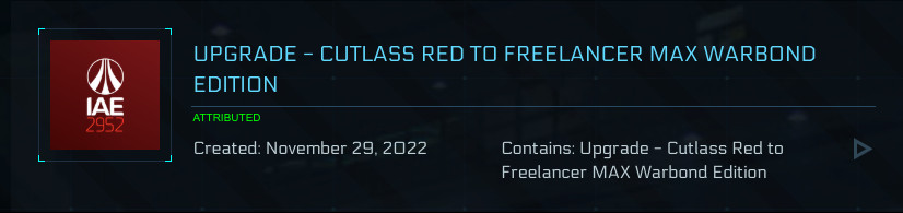 STAR CITIZEN – SHIP UPGRADE Warbond CCU