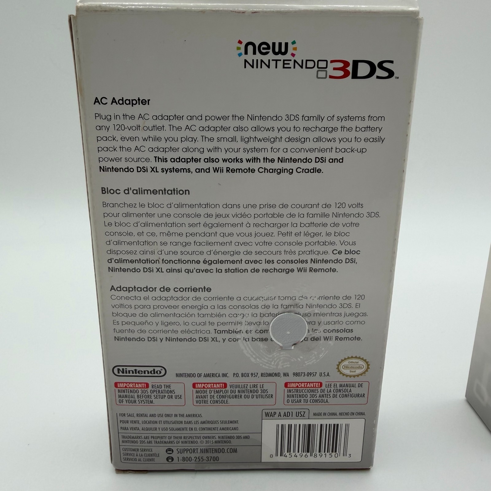 New Nintendo 3DS AC Adapter DSi 2DS 3DS Official Brand New Sealed + Travel kit