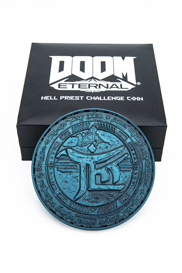 Doom Eternal Hell Priest 4.5″ Metal Challenge Coin Bethesda Rare New In Box