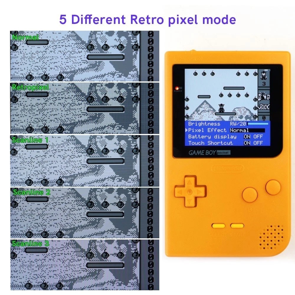 Game Boy Pocket Laminated 2.8″ IPS Kit + Shell & USB-C LiPo Battery Gameboy GBP