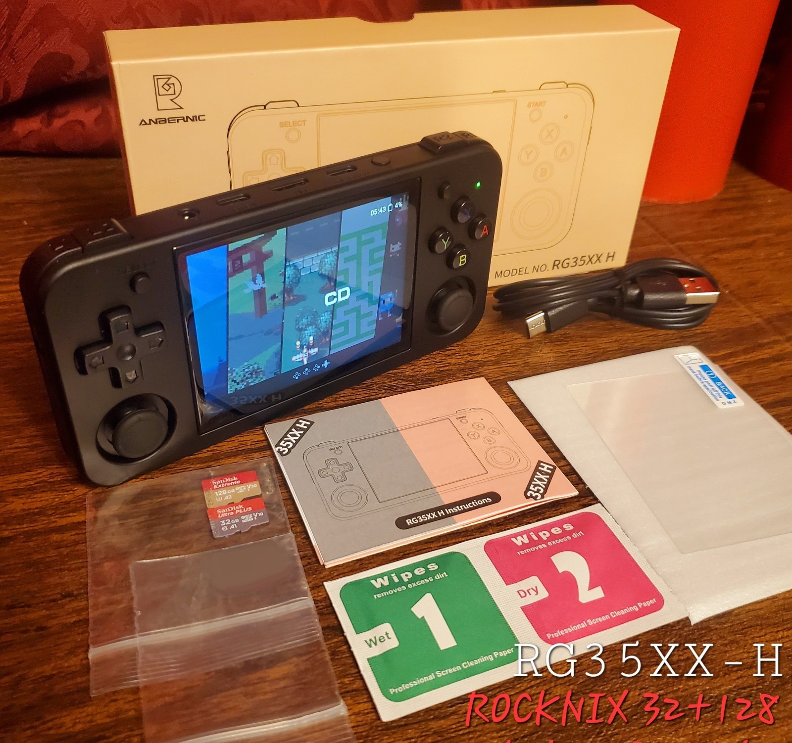 RG35XX H Anbernic Retro Handheld Game Console ROCKNIX OS~ PURPLE Shell 16G+128G