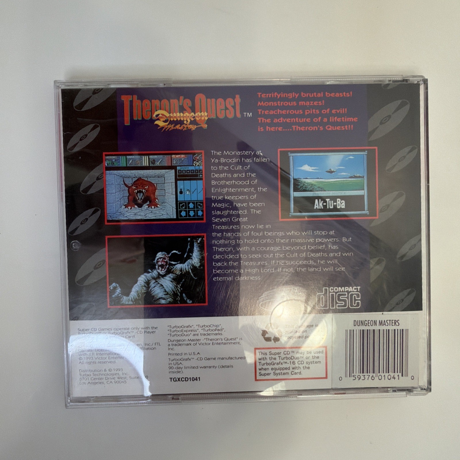 Dungeon Master: Theron’s Quest TurboGrafx Super CD Turbo Duo Tested Complete CIB