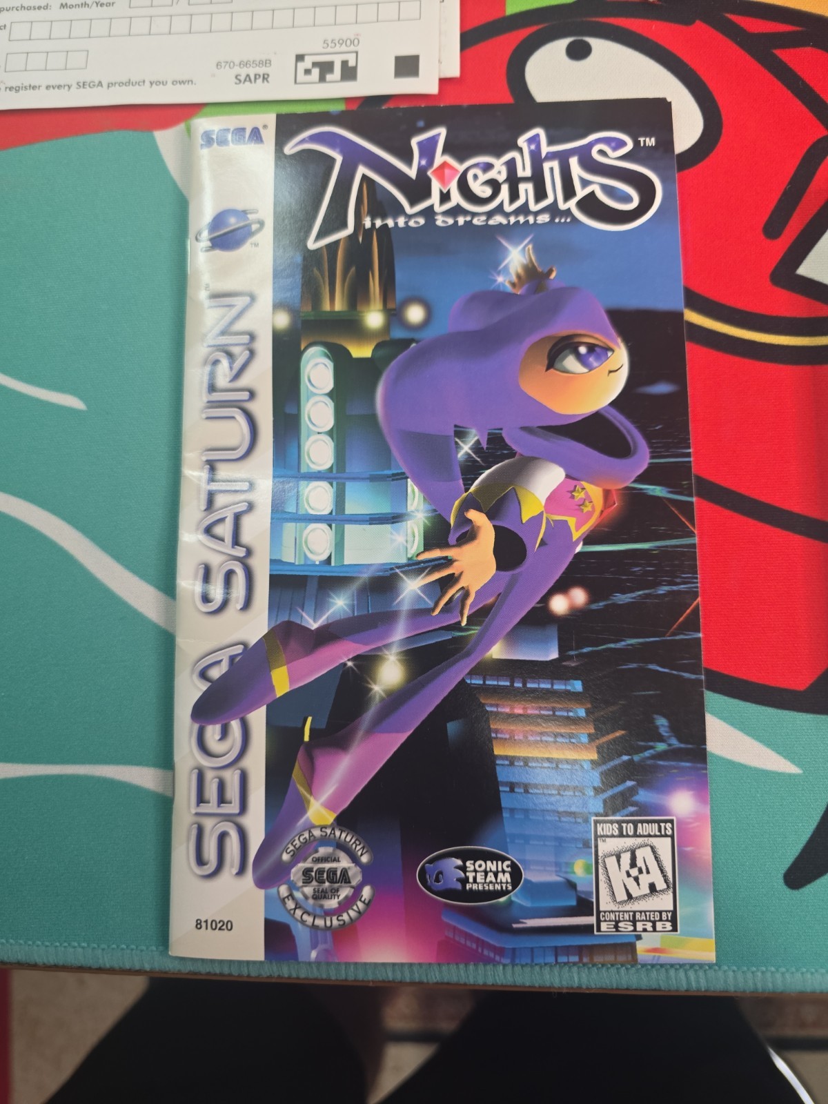 Nights Into Dreams (Sega Saturn) Big Box w/3D Control Pad Complete 2 Reg Cards