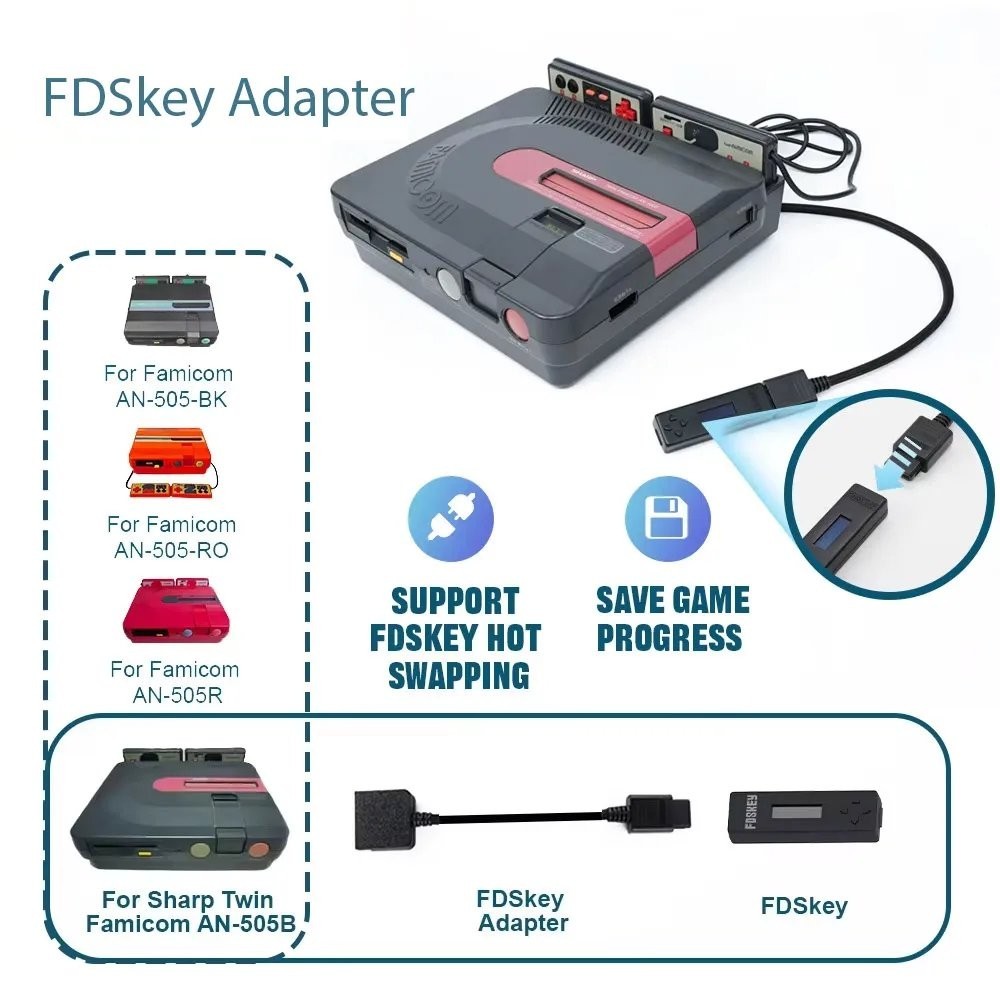 FDSKey Drive Emulator For Nintendo Famicom Disk System SD Card OLED Screen