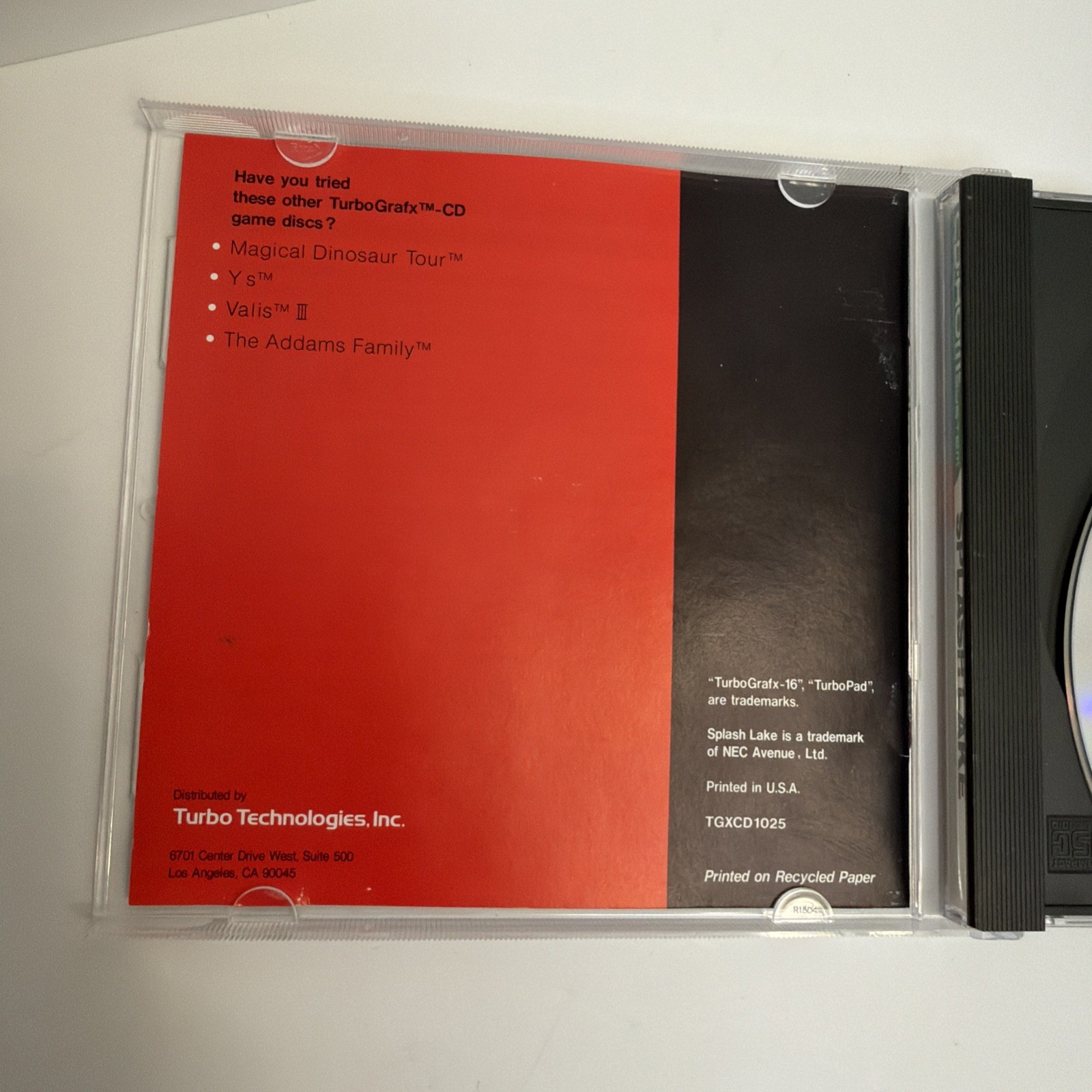 Splash Lake TurboGrafx-16 CD PC Engine Tested Complete CIB