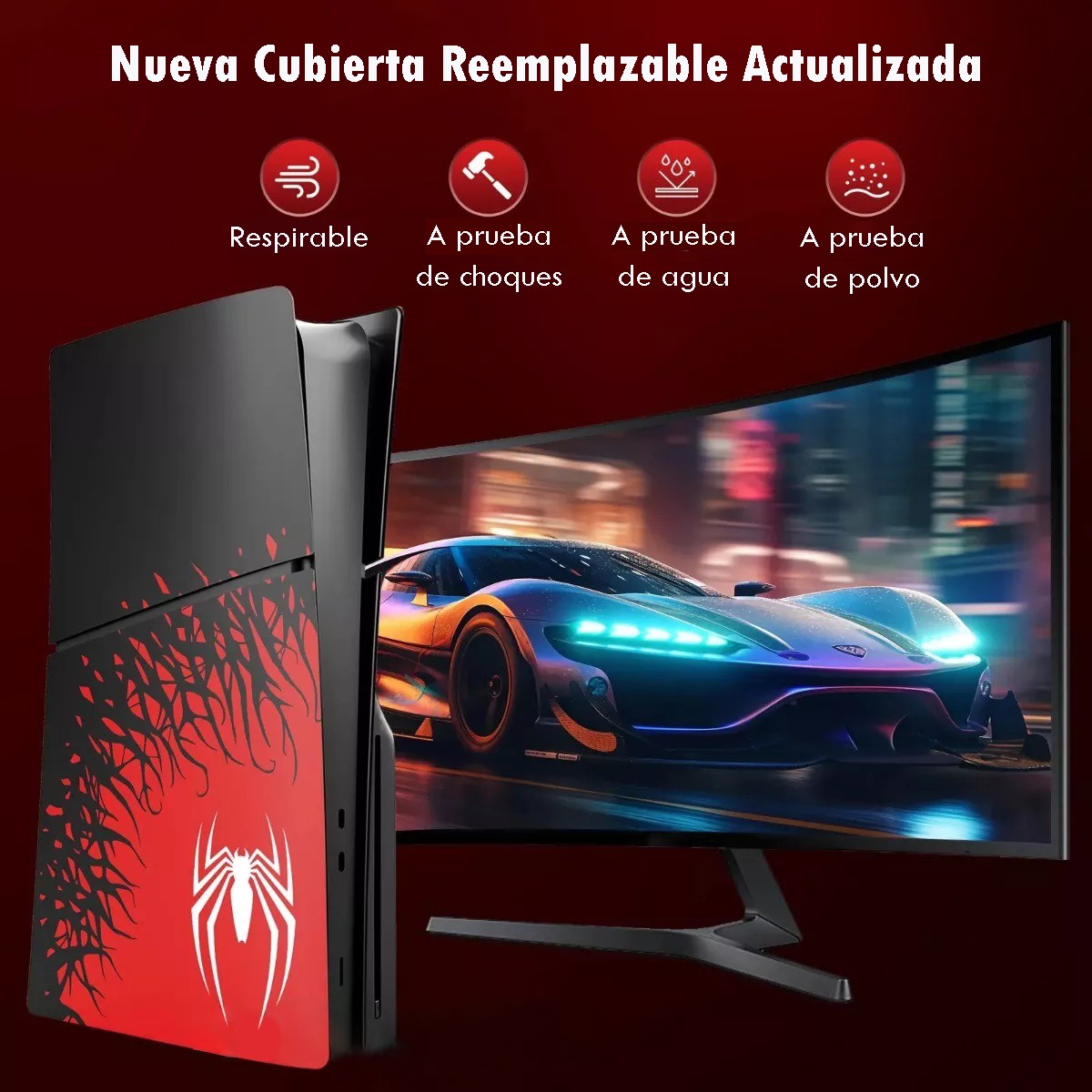 Cover Plates for PS5 Slim, ABS Faceplate Shell Covers – Spider Pattern Skin