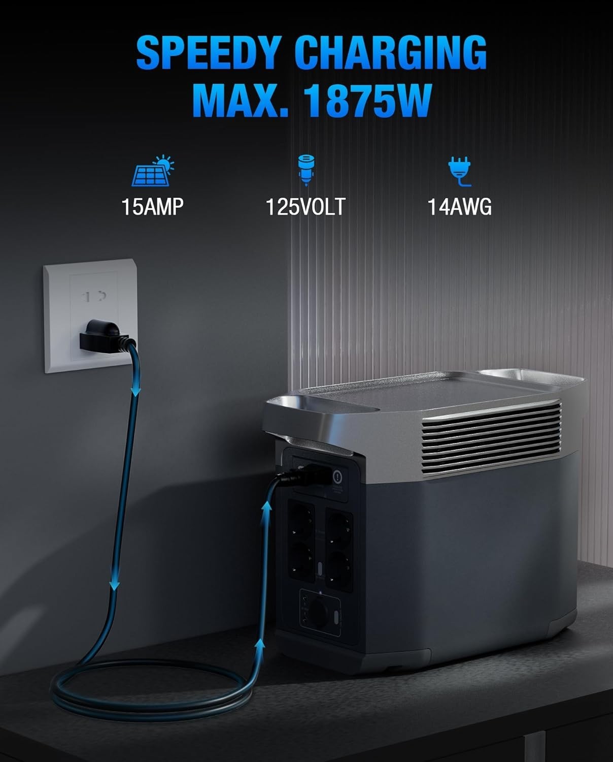 Heavy-Duty 10FT Power Station Charging Cable with Male-to-Female Connector
