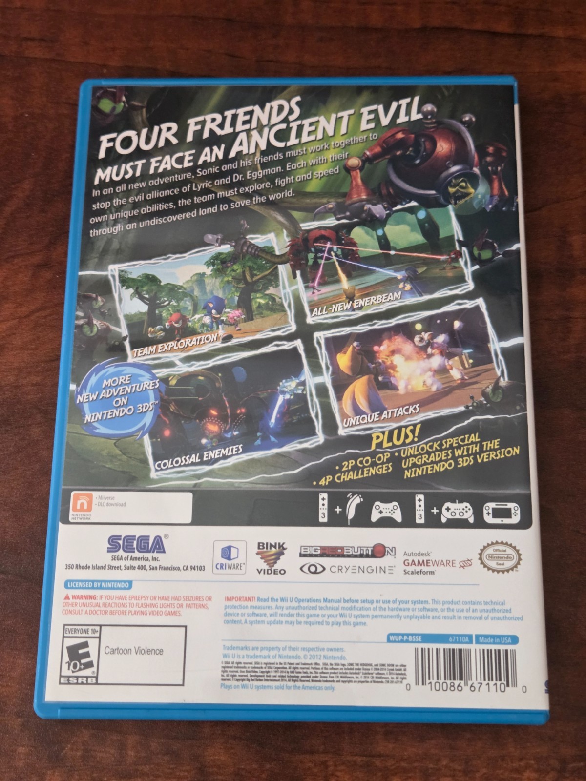 Sonic Boom Rise of Lyric – Nintendo Wii U – Includes Manual