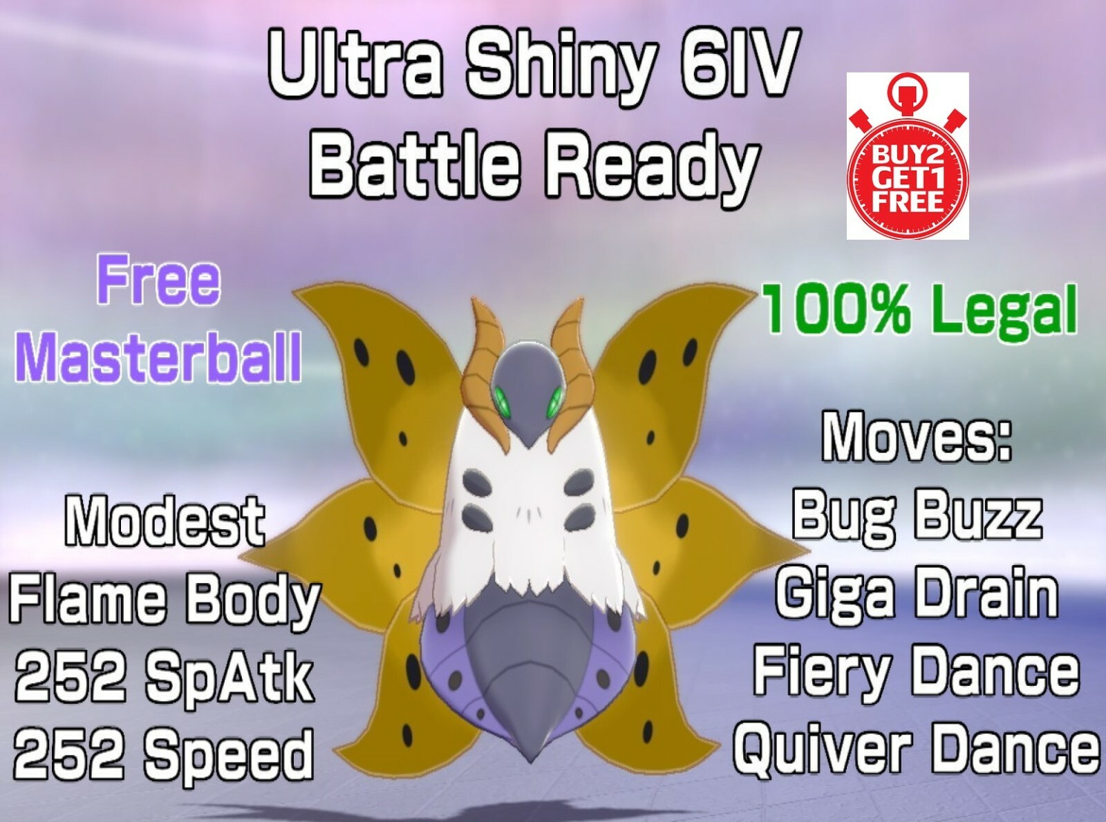 ✨Volcarona Ultra Shiny 6IV ✨ Pokemon Sword & Shield Isle of Armor Battle Ready
