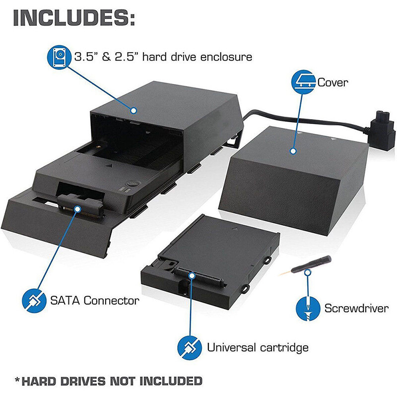 For Playstation4 PS4 2.5in 3.5in 2TB Capacity Data Bank Hard Drive External Box