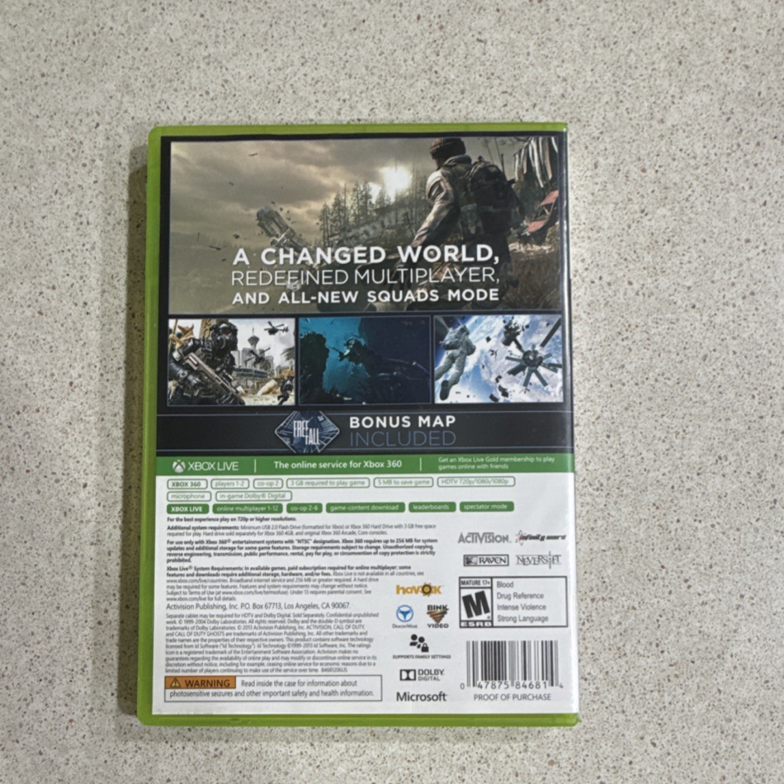Activision Call of Duty: Ghosts Xbox 360 Multiplayer Bonus Map Manual Included