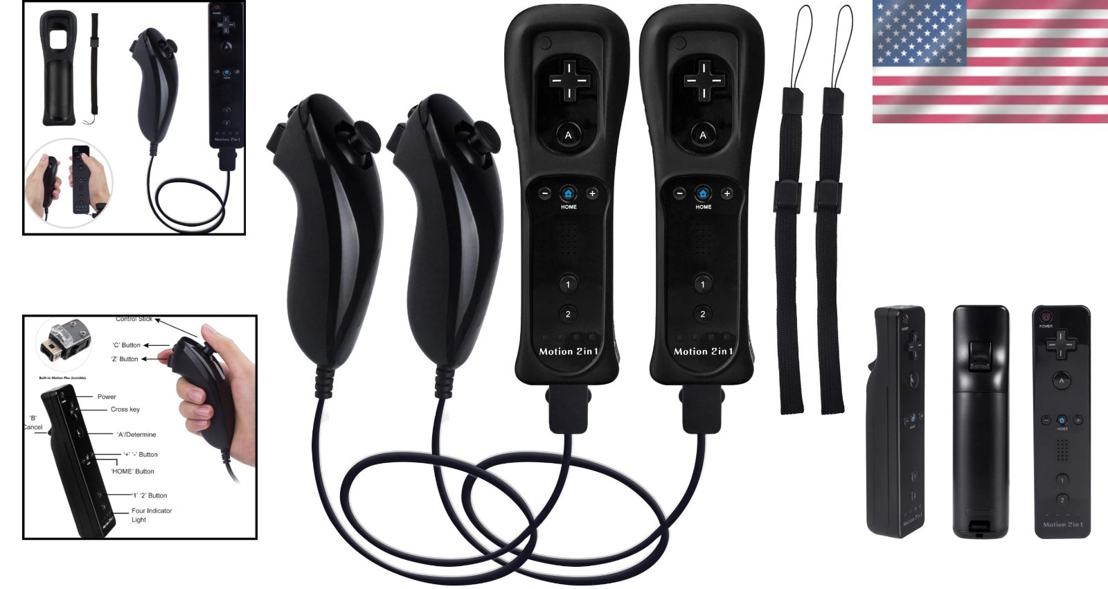 Enhanced Motion Plus Wii Controllers 2-Pack with Nunchucks for Ultimate Gameplay