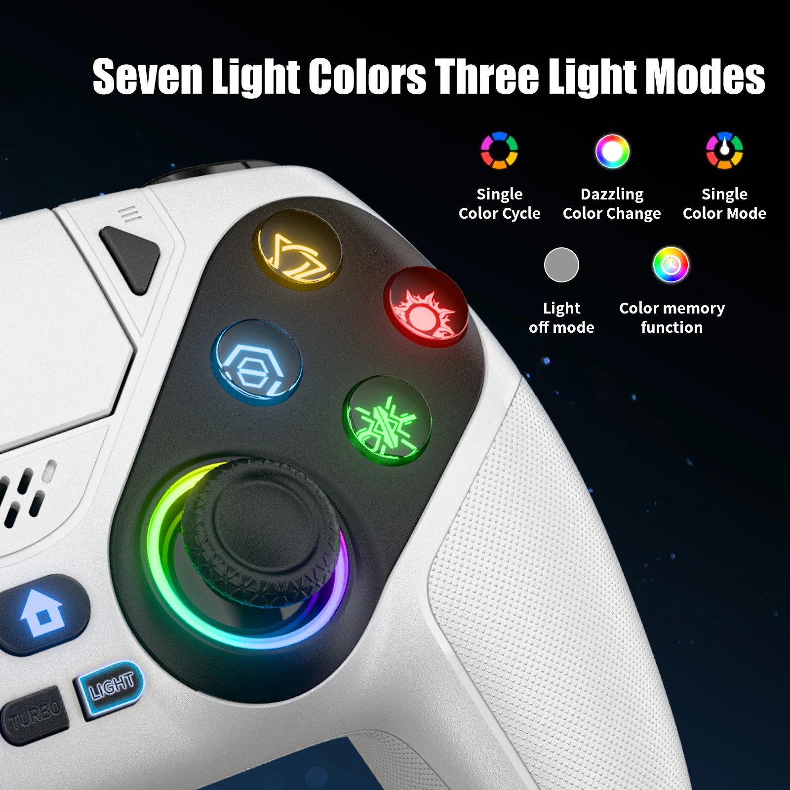 Wireless Gamepad Hall Effect Trigger RGB Turbo Vibration Programmable Button Joy