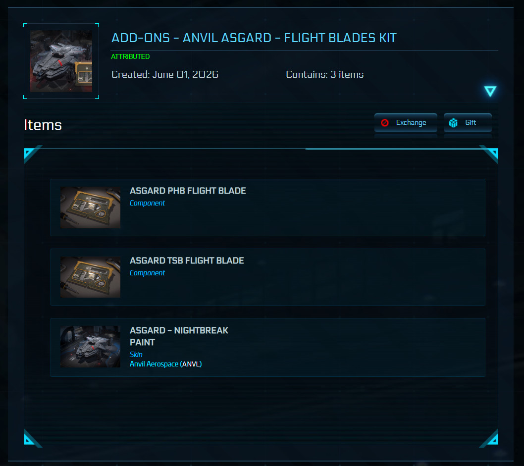 STAR CITIZEN – ADD-ONS – ANVIL ASGARD – FLIGHT BLADES KIT