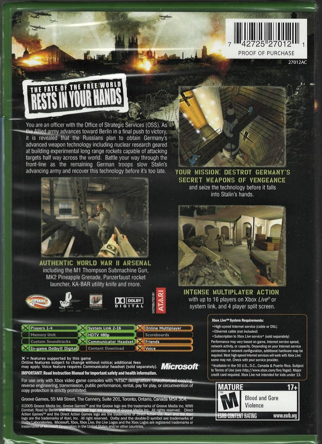 World War II Combat: Road to Berlin Xbox (Brand New Factory Sealed US Version) X