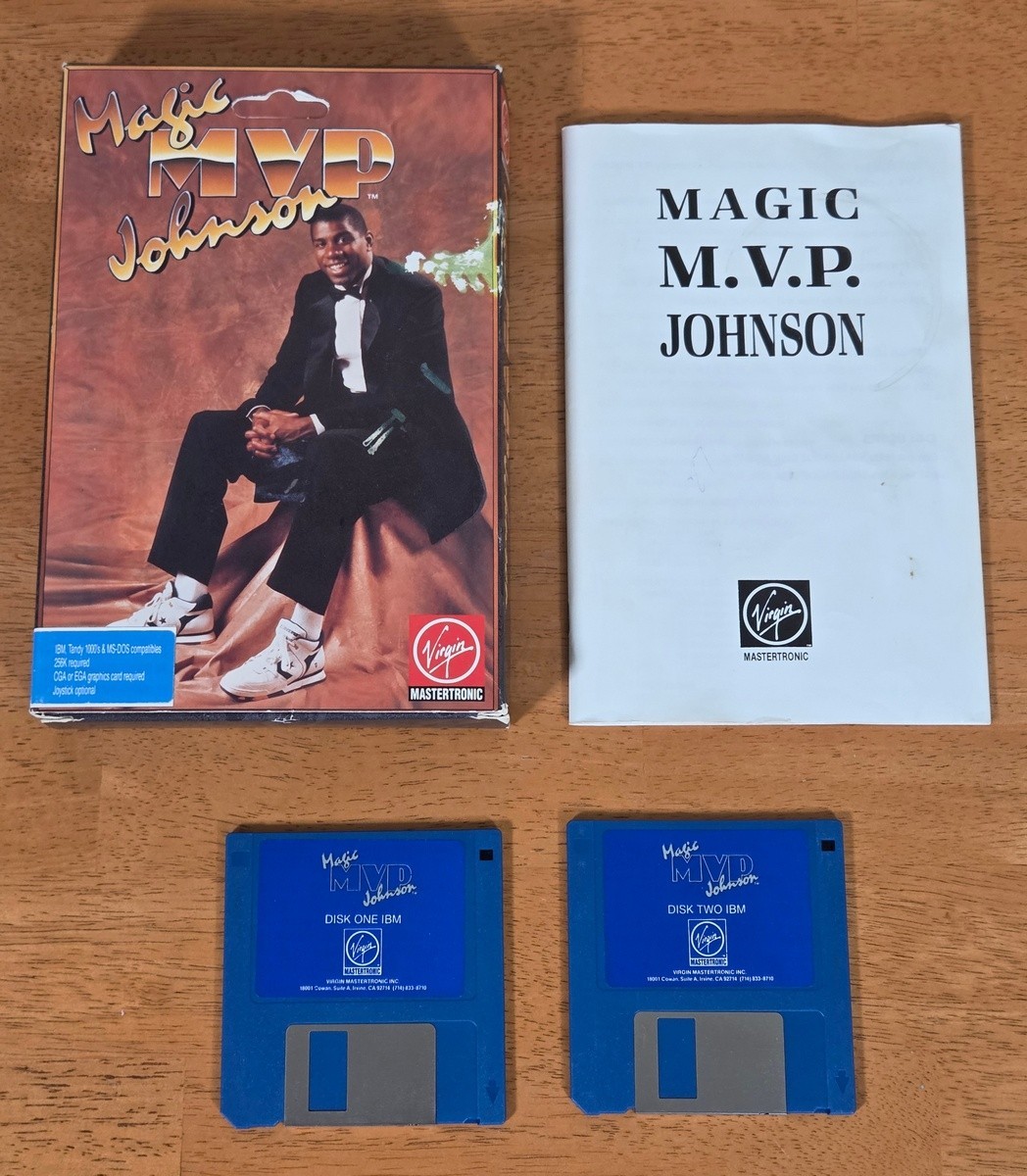 MVP Magic Johnson Virgin Mastertronic IBM PC Big Box Game 1990 CIB 3.5″ Floppy