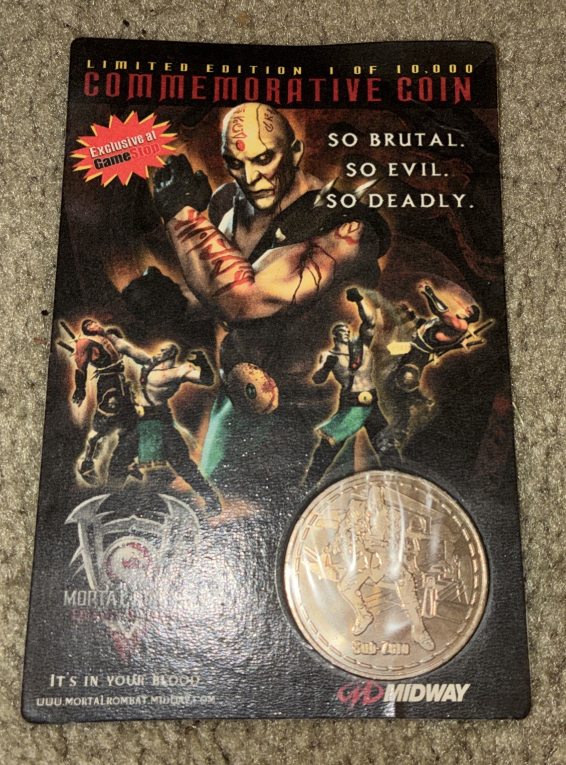 Midway – Commemorative Coin LE – Mortal Kombat Deadly Alliance Sub Zero Rare!!!
