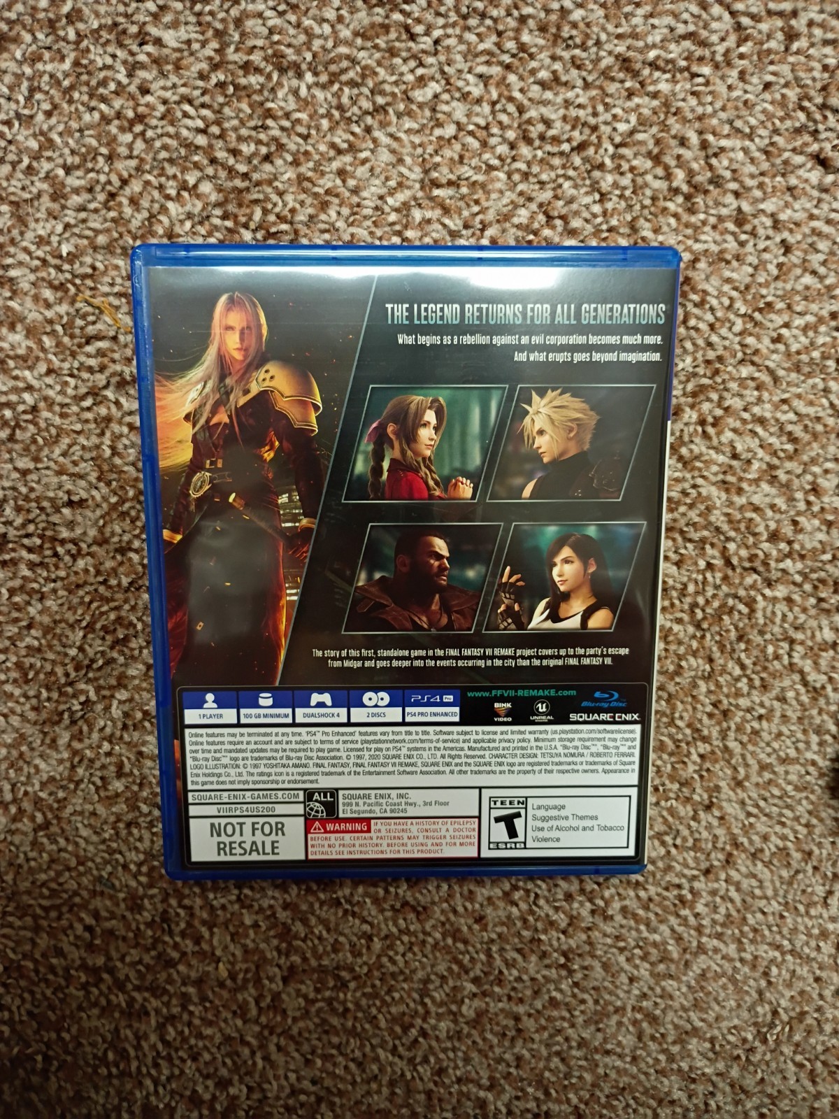 Final Fantasy VII Remake Deluxe Edition (PS4 / PlayStation 4) Complete Tested